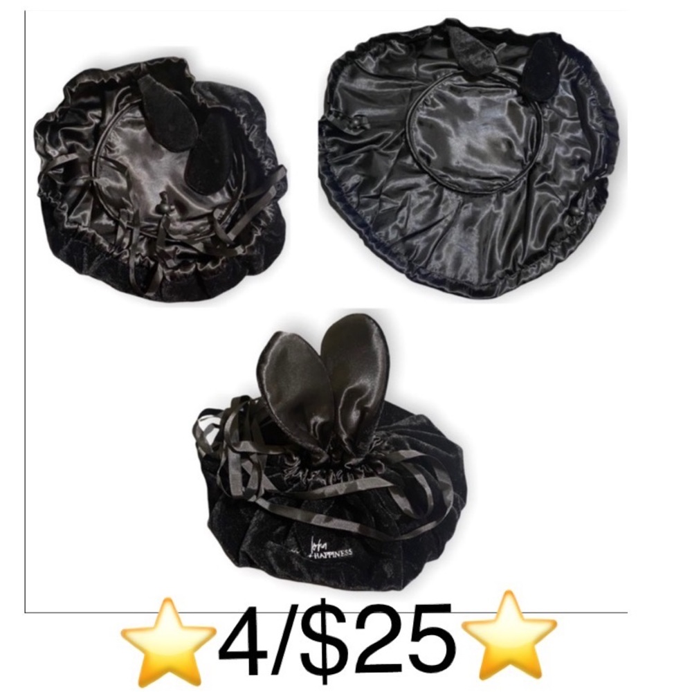 Lay & Play Black Bunny Ears Makeup Travel Bag